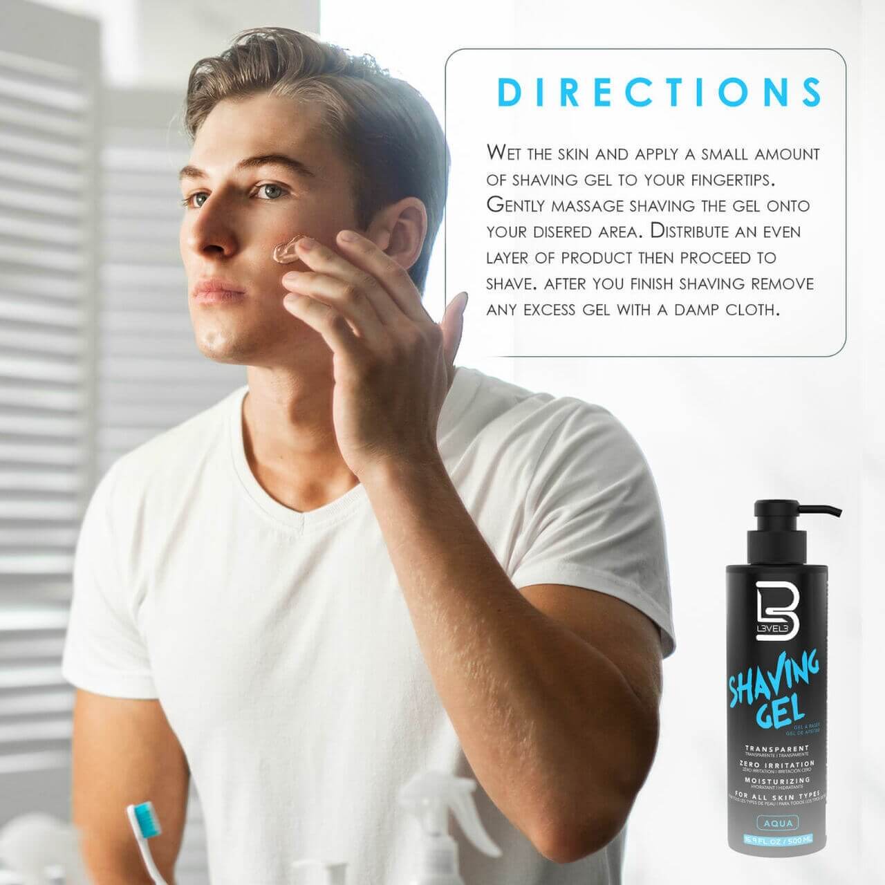 L3VEL3 Transparent Shaving Gel Aqua 500ml