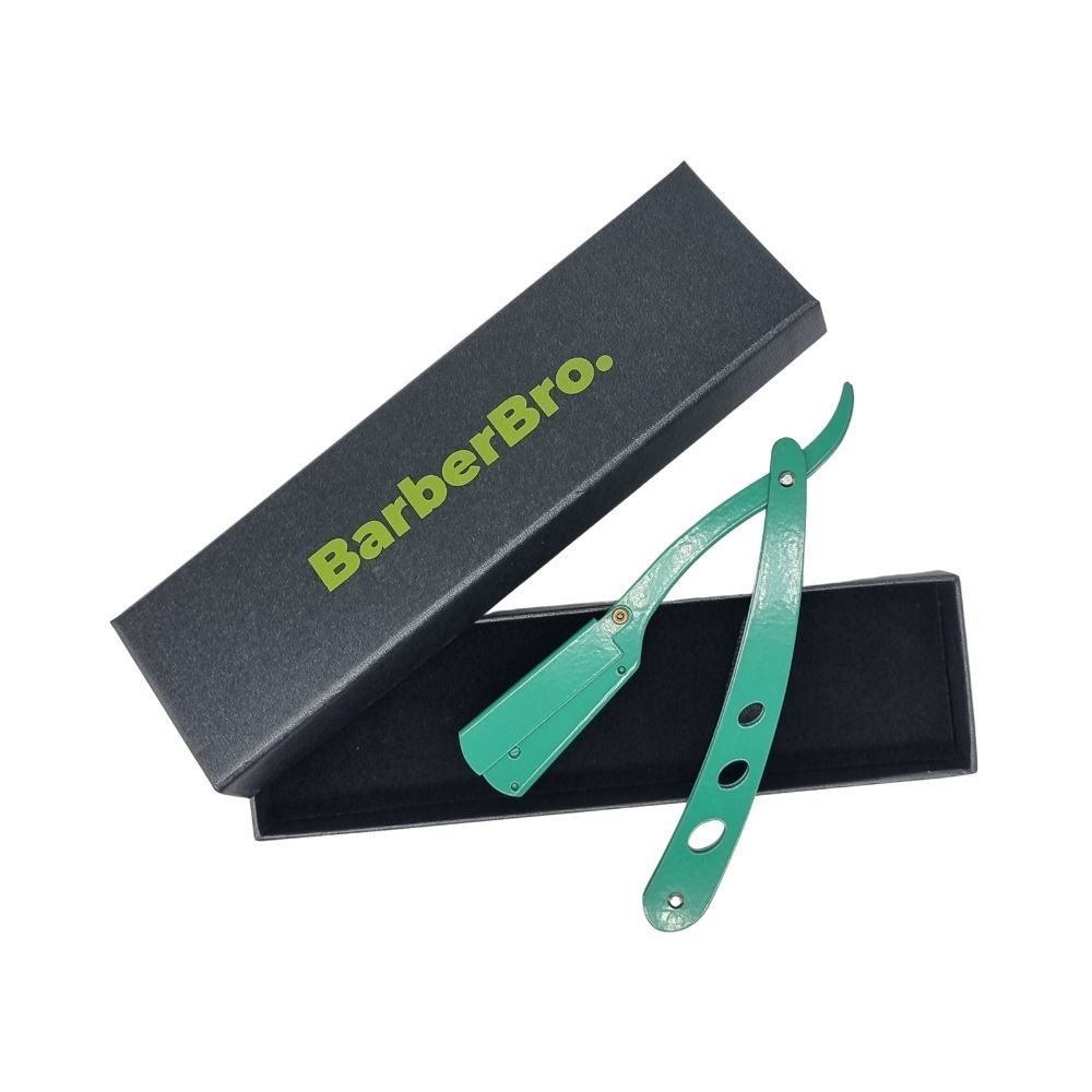 BarberBro. Stainless Steel Cut-Throat Straight Razor Green
