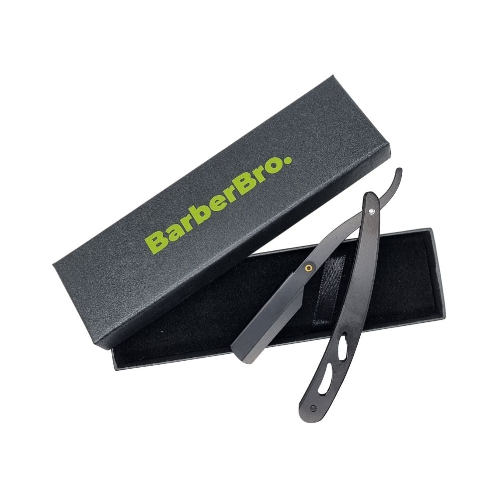 BarberBro. Stainless Steel Cut-Throat Straight Razor Black