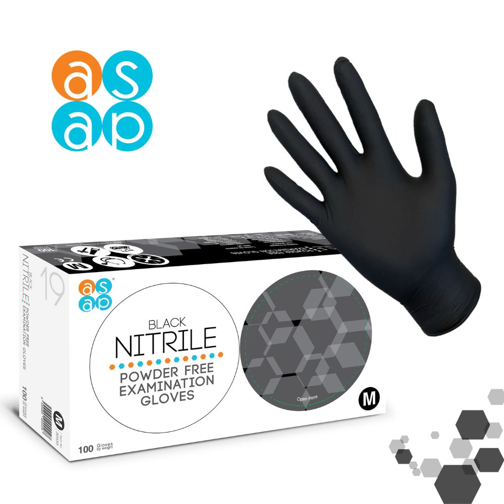 ASAP Black Nitrile Gloves, Pack of 100
