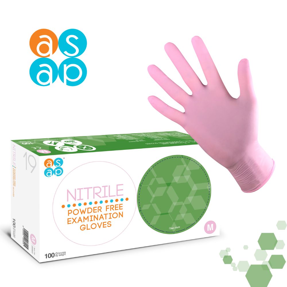 ASAP Pink Nitrile Gloves, Pack of 100