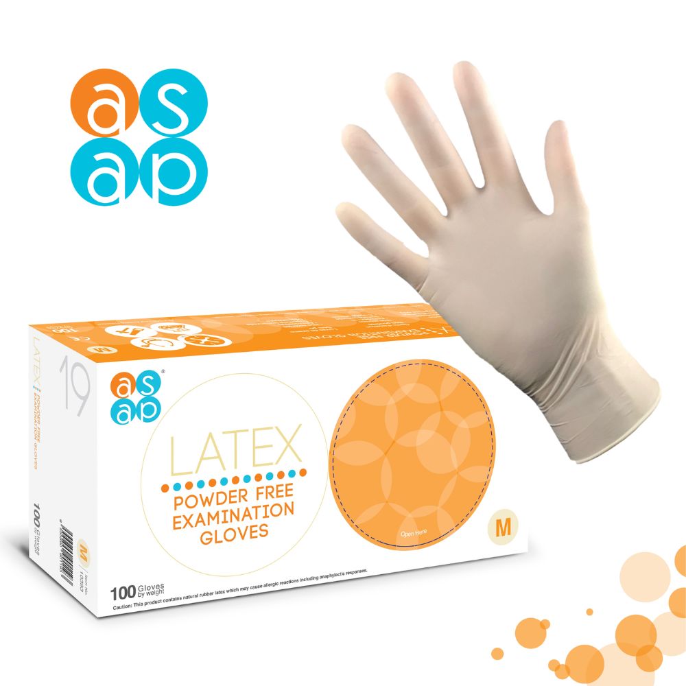 ASAP Powder Free Latex Gloves, Pack of 100